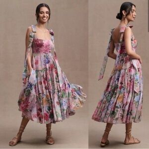 Anthropologie Geisha Designs Isabella Tiered A-Line Ballerina Dress Sz 2 READ